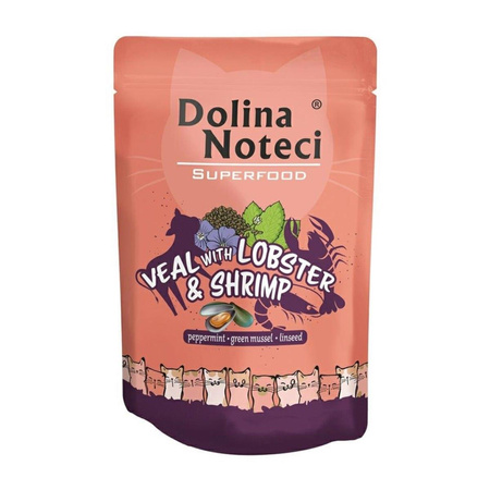 DOLINA NOTECI Superfood Cat Cielęcina Homar Krewetki mokra karma kota 85g