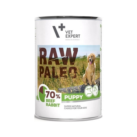 VETEXPERT Raw Paleo Puppy Beef & Rabbit - mokra karma dla psa - puszka 400g