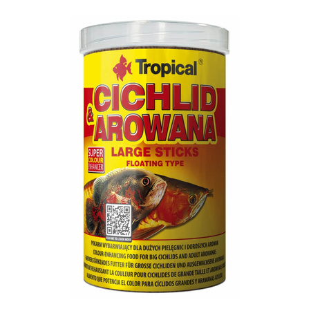 TROPICAL Cichlid & Arowana Large Sticks - pokarm dla dużych pielęgic i dorosłych arowan 1000ml