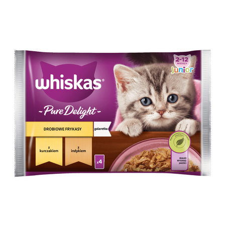 WHISKAS Junior Pure Delight Drobiowe Frykasy W Galaretce - mokra karma dla kota - saszetka 4x85g