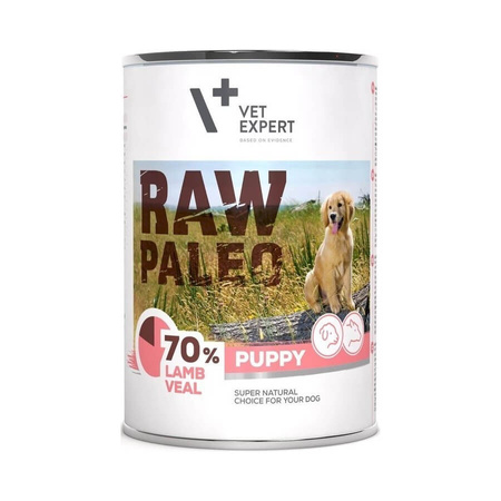 VETEXPERT Raw Paleo Puppy Lamb & Veal - mokra karma dla psa - puszka 400g