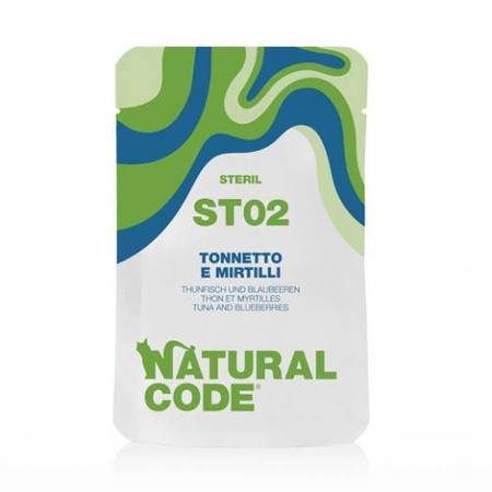 NATURAL CODE ST02 Tuńczyk Z Jagodami - mokra karma dla kotów sterylizowanych - saszetka 70g