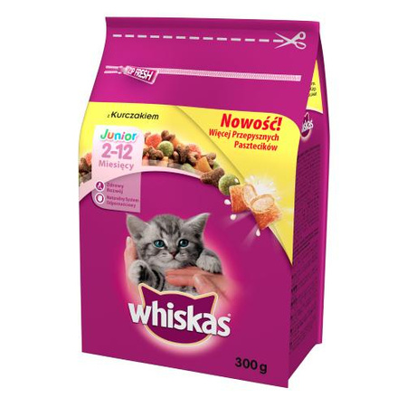 WHISKAS Junior Z Kurczakiem - sucha karma dla kota - opakowanie 300g