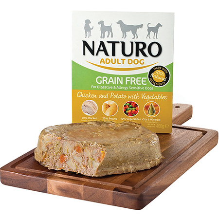 NATURO Grain Free Kurczak Z Ziemniakami I Warzywami - mokra karma dla psa - tacka 400g