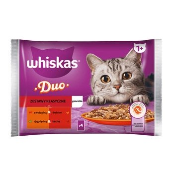 WHISKAS Adult Duo Zestawy Klasyczne W Galaretce - mokra karma dla kota 4x85g