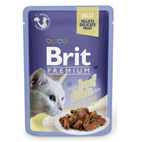 BRIT Premium Cat Pouch Jelly Fillets With Beef - mokra karma dla kota - saszetka 85g