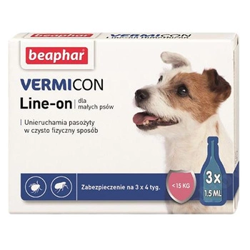 BEAPHAR Vermicon Dog - krople na pchły i kleszcze dla psa S 3x1,5ml