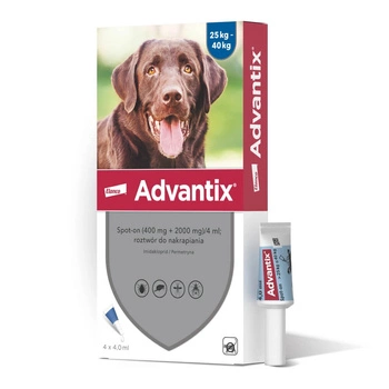 ADVANTIX Spot-On - krople przeciw pchłom i kleszczom dla psa 25-40kg 4x4,0ml