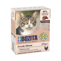 BOZITA Fresh Menu kawałki z wątróbką drobiową w sosie - mokra karma dla kota - kartonik 370g