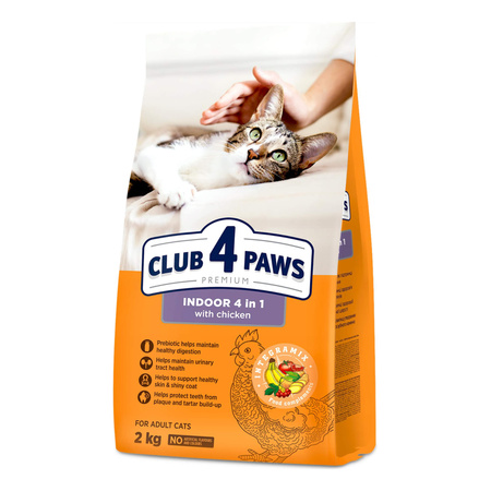 CLUB 4 PAWS Indoor 4in1 z jagnięciną - sucha karma dla kota 2kg