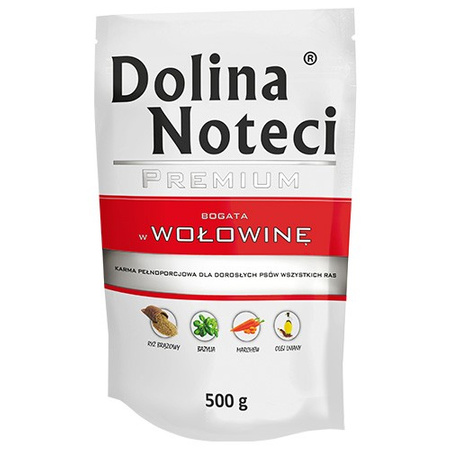 DOLINA NOTECI Premium - mokra karma dla psa z wołowiną - saszetka 500g