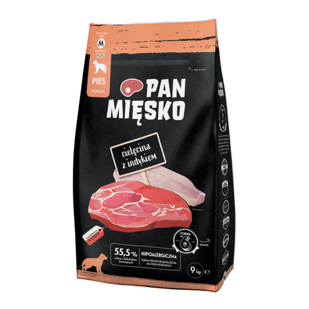 PAN MIĘSKO Cielęcina z indykiem - sucha karma dla psa M 9kg