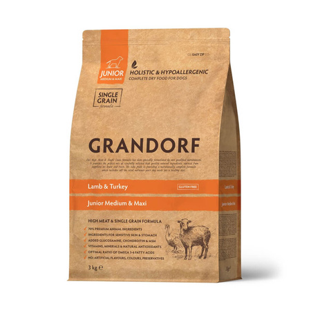 GRANDORF Junior Medium & Maxi Breeds Lamb & Turkey - sucha karma dla psa 3kg