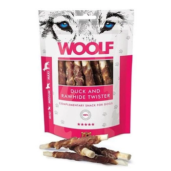 WOOLF Snack Duck & Rawhide Twister - przysmak dla psa 100g