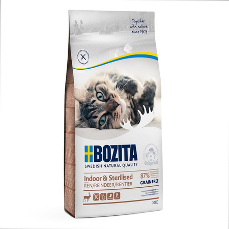 BOZITA Indoor & Sterilised Grain Free Reindeer - sucha karma dla kota 10kg