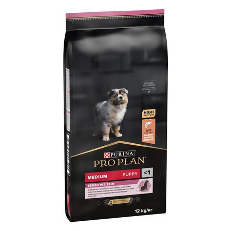 PURINA Pro Plan Puppy Medium Sensitive Skin Z Łososiem - sucha karma dla psa 12kg