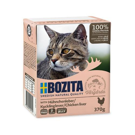 BOZITA Cat z wątróbką drobiową w galarecie - mokra karma dla kota - kartonik 370g