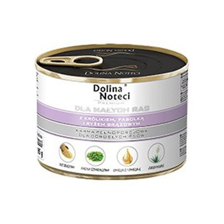 DOLINA NOTECI Premium - mokra karma dla psa z królikiem, fasolką i ryżem - puszka 185g