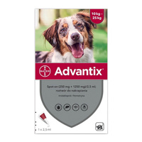 ADVANTIX Spot-On - krople przeciw pchłom i kleszczom dla psa 10-25kg 1x2,5ml