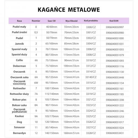 DINO Kaganiec dla suki owczarka psa metalowy - rozmiar 6A