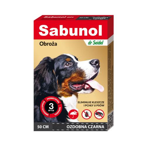 Dermapharm sabunol obroża dla psa przeciw kleszczom i pchłom czarna 50 cm Dostawa GRATIS od 159 zł + super okazje