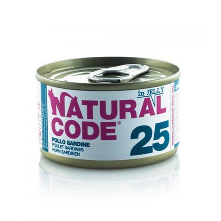 NATURAL CODE 25 Kurczak I Sardynki W Galaretce - mokra karma dla kota - puszka 85g