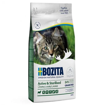 BOZITA Active & Sterilised Grain Free Lamb - sucha karma dla kota 10kg