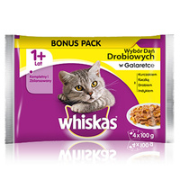 WHISKAS Drobiowe Dania W Galaretce - mokra karma dla kota saszetka 4x100g