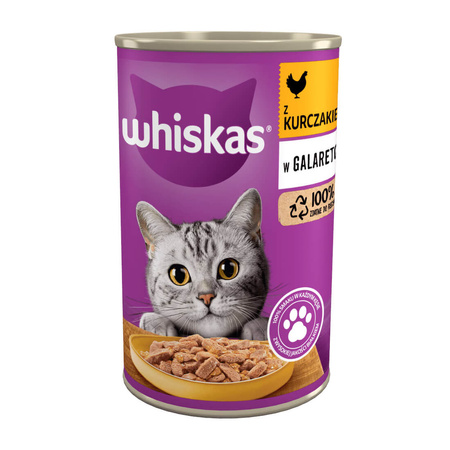 WHISKAS Adult Z Kurczakiem W Galaretce - mokra karma dla kota - puszka 400g