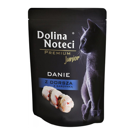 DOLINA NOTECI Premium Junior - mokra karma dla kota z dorszem i sardynką - saszetka 85g