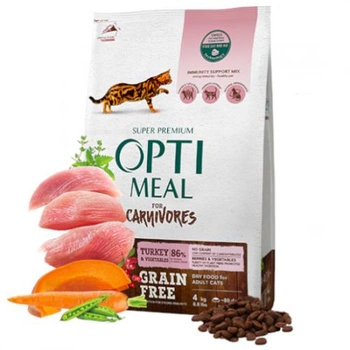 OPTIMEAL Grain Free Z Indykiem I Warzywami - sucha karma dla kota 4kg