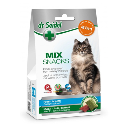 DR SEIDEL - smakołyki dla kotów mix 2w1 malt/oddech 60g