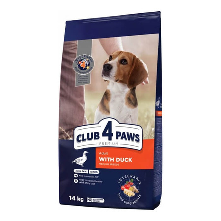 CLUB 4 PAWS Adult Medium Breed Z Kaczką - sucha karma dla psa 14kg