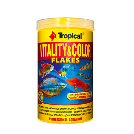 TROPICAL Vitality & Color Flakes - pokarm dla rybek akwariowych płatki 100ml