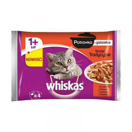 WHISKAS Potrawka Rybna W Galaretce – mokra karma dla kota – saszetka 4x85g