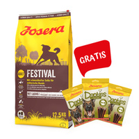 JOSERA Festival 12,5kg + 3x Denties Turkey & Apple 180g GRATIS