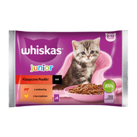 WHISKAS Junior Klasyczne Posiłki W Sosie - mokra karma dla kota - saszetka 4x85g