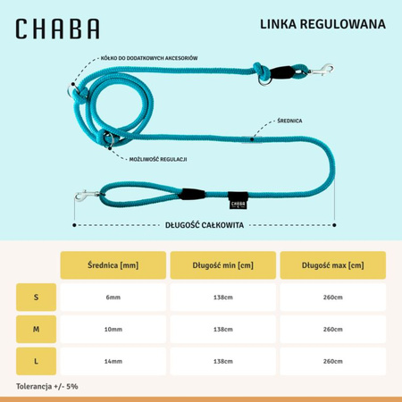 CHABA Smycz Linka Regulowana Morska 6mm/260cm