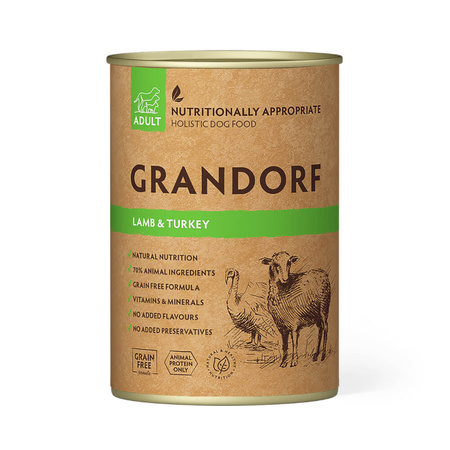 GRANDORF Adult Lamb & Turkey - mokra karma dla psa - puszka 400g