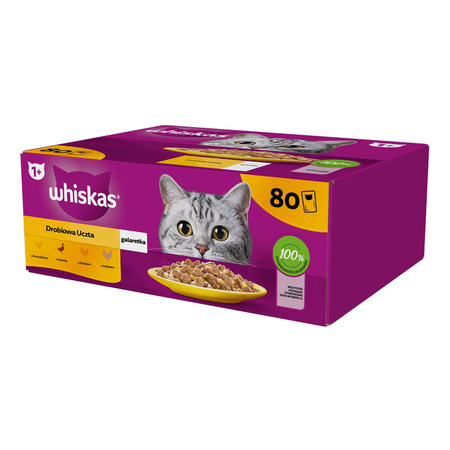 WHISKAS Drobiowa Uczta w galaretce - mokra karma dla kota - saszetka 80x85g