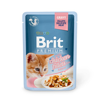 BRIT Premium Cat Kitten Pouch Gravy Fillets With Chicken - mokra karma dla kota - saszetka 85g