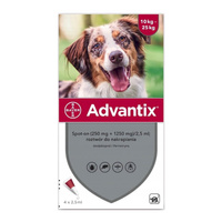 ADVANTIX Spot-On - krople przeciw pchłom i kleszczom dla psa 10-25kg 4x2,5ml