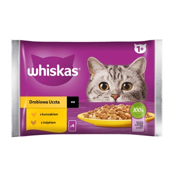 WHISKAS Adult Drobiowa Uczta W Sosie - mokra karma dla kota - saszetka 4x85g