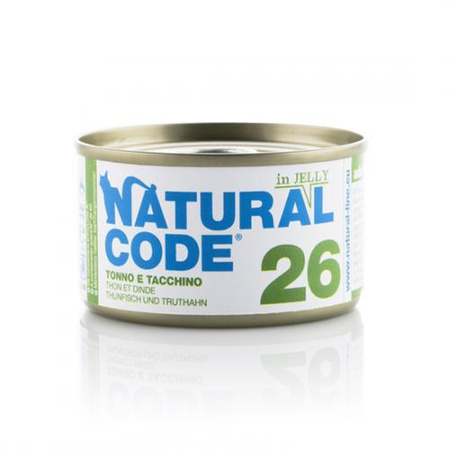 NATURAL CODE 26 Tuńczyk I Indyk W Galaretce - mokra karma dla kota - puszka 85g