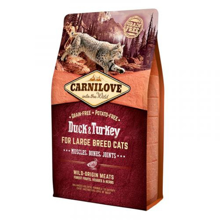 CARNILOVE Cat Duck & Turkey Duże Rasy - sucha karma dla kota 2kg