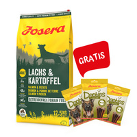 JOSERA Lachs & Kartoffel 12,5kg + 3x Denties Turkey & Apple 180g GRATIS