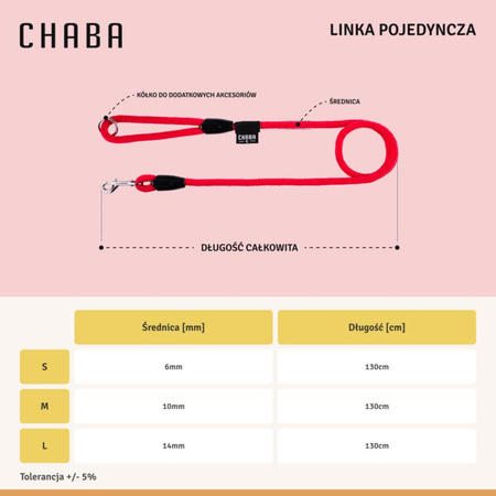 CHABA Smycz Linka Czerwona 14mm/130cm