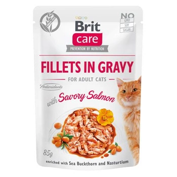 BRIT Care Cat Fillets In Gravy Savory Salmon – mokra karma dla kota – saszetka 85g