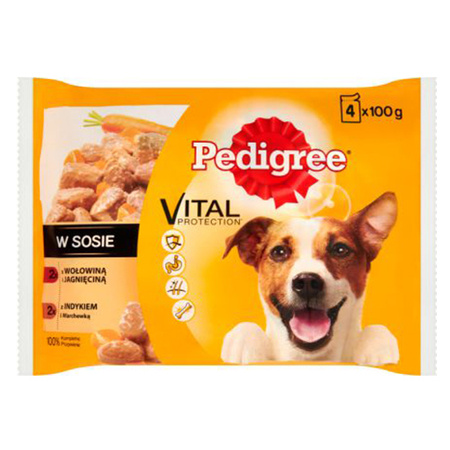 PEDIGREE - mokra karma dla psa z wołowiną i jagnięciną/ indykiem i marchewką 4x100g