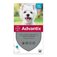 ADVANTIX Spot-On - krople przeciw pchłom i kleszczom dla psa 4-10kg 1x1,0ml